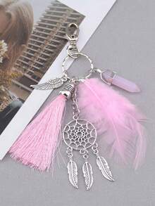 Dream Catcher Keychain, Boho Feather Yin Yang Tai Chi Key Ring, Cute Bag Charm, Backpack Pendant, Purse Decoration, Gift For Women - Multicolor - View 11