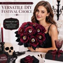 10Pcs Scary Eyeball Dark Red Fake Rose Branches Halloween Vase Bouquet Accessories - Multicolor - View 11
