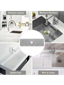 1pc Silicone Faucet Drip Pad, Protective Mat, Sink Splash Guard, Anti-Slip Water-Repellent Drying Mat, Trimmable Size, Suitable For Various Faucet Styles, Kitchen, Bathroom, Homestay, Hotel - Multicolor - View 6
