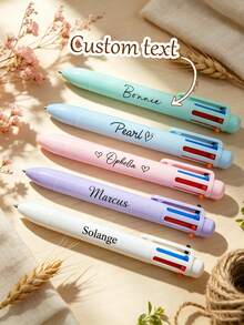 Customized Name Multi-Function Pen Colleague Gift, 6-In-1 Multi-Color Pen 5 Colors, Stationery, Multi-Use Pen, Colleague Gift, School Supplies - Sets - View 1