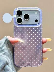 可愛閃粉極光波點不對稱水波紋亮面手機殼，適用於 iPhone 18 Pro Max 18 Pro 17 Pro Max 17 Pro 16 Pro Max 16 Pro 15 Pro Max 15 Pro 14 13 Pro Max Plus，防震後蓋禮物 - 紫色 - 查看 1