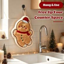1pc Hanging Quick-Dry Fingertip Towel, Christmas Themed Pattern, Suitable For Bathroom Sink And Kitchen Countertop, Cute Design Soft Touch, Perfect For Wiping Hands Around Sink And Bathtub, Christmas Country Style Hanging Hand Towel - Multicolor - View 7