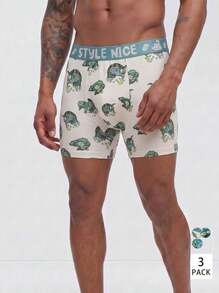 Snug League 3pcs/Pack Men's Underwear, Fashionable Alligator Print Boxer Briefs - Multicolor - View 3