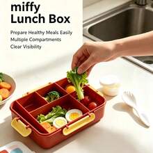 1pc Authentic Miffy Leisure Time Rectangular Lunch Box, 1000ml Large Capacity, Perfect For Daily Commute And Outdoor Outings, Great Gift For Family And Friends - Multicolor - View 2
