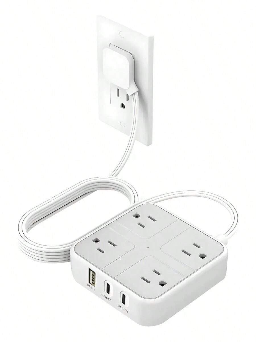 Multicontacto Extension 7 En 1 (4 Enchufes 1 Usb-b 2 Usb-c) Blanco - Tipo de Enchufe A USA (110-127V) - Ver 1