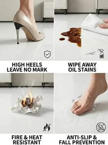Extra Thick Glossy White Flooring And Wall Sticker - Removable And Peelable Vinyl Flooring, Wear-Resistant, Waterproof, Stain-Resistant, Easy To Clean And Maintain, Suitable For Bathroom, Kitchen, Living Room, Bedroom, RV Renovation - Pearl White - View 2