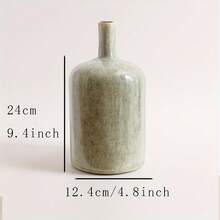 Vas Keramik Glasir Reaktif Hijau Sage, Vas Dekoratif Gaya Pedesaan Modern, Cocok untuk Bunga Kering, Dekorasi Rak dan Meja Ruang Tamu - 1PC - View 9