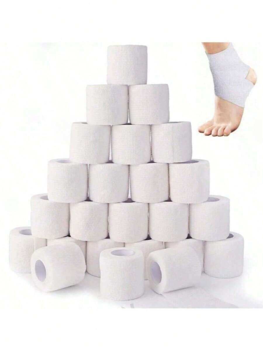 7 Rolls Self-Adhesive Bandage, Breathable Sports Tape, Self-Adhesive Sports Bandage (White) - White - View 1