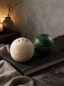 Cave Stone Texture Spherical Incense Burner, Textured Round Incense Holder, Minimalist Desktop Home Decor Ornament - Black Stone Ball - View 5