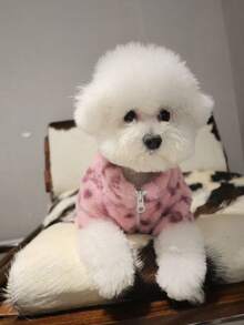Autumn/Winter Thickened Double-Layer Warm Fleece Pet Pink Leopard Print Soft Coat For Cats And Dogs, Maltese, Abyssinian, Bichon Frise, Outdoor Cold-Proof, Machine Washable, High Quality - Pink - View 7