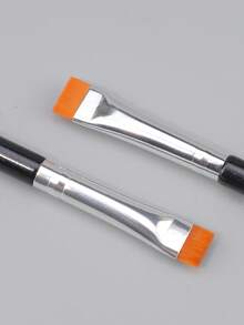 1 pieza Pincel plano para corrector, pincel delineador, pincel plano ultra delgado para corrector, herramienta de maquillaje de base y corrector de precisión - Negro - Ver 11