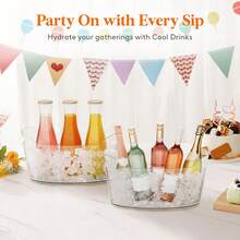 6.5L Party Ice Bucket, Large Plastic Beverage Cooler, Suitable For Champagne, Wine, Beer, Transparent Beverage Bucket, Suitable For Mimosa And Cocktail Bar, Portable Cooler Bucket, Suitable For Party Hosting And Service - View 6