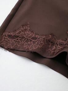 Women's Lace Patchwork Casual Versatile Daily Skort Summer - Brown - View 4