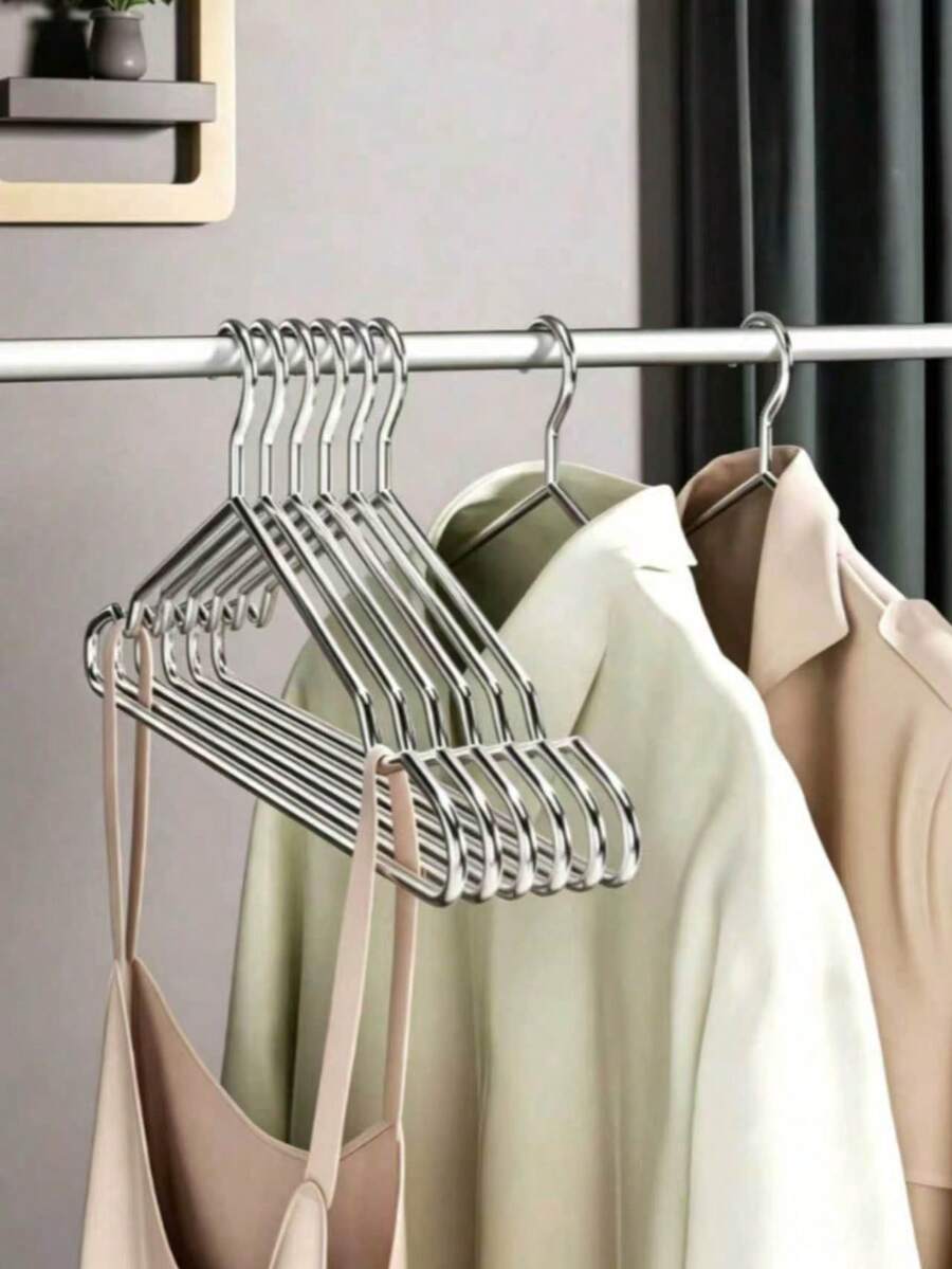 10/20/40pcs 304 Stainless Steel Hangers, Simple Solid Color, Suitable For Home Use - Default - View 1