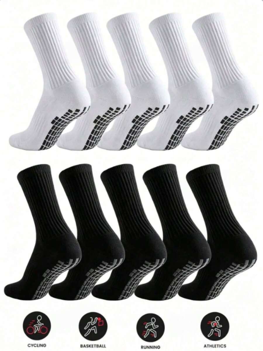 5 Pairs/10 Pairs Men's Non-Slip Rubber Sole Football Socks Sports Socks 2 Packs/4 Packs/6-Pack/8-Pack/10-Pack/20-Pack/30-Pack - Multicolor - View 1