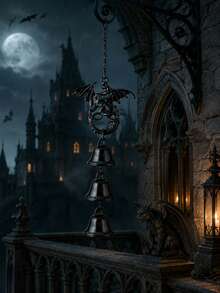 1pc Black Dragon Metal Wind Chime, Dark Style Design, With 3 Matching Metal Bells, Suitable For Halloween Outdoor Decoration, Create Eerie Atmosphere, Ideal Halloween/Thanksgiving Gift - Multiple Styles - View 4