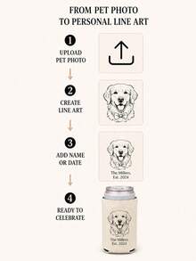 Personalized Can Cooler For Pet Lovers, Turn A Pet Portrait Into Custom Line Art With Names Or Dates, Neoprene Drink Sleeve For Standard And Slim Cans At Weddings, Parties And Outdoor Gatherings - Multicolor - View 4