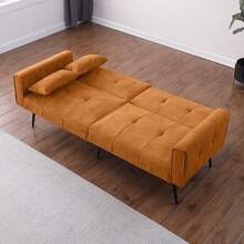 Best Choice Products Upholstered Futon Sofa Bed,Comfy Modular Foldable Sleeper Sofa 68″Fabric Couch Sleeper For Home,Dorm, Bonus Room, Compact Spaces. - 橘色 - 查看 6