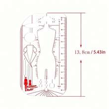 1pc/2pcs Fashion Template Ruler, Fashion Design Style Figure Body Template Ruler, Red & White With Measurement Markings, Suitable For Tailoring And Handmade Crafts - Transparent - View 4