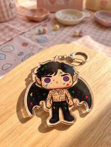 1Pc/4Pcs The Night Court Bat Boys & Feyre Crylic Keychains, Book‑Tok Fantasy Backpack Charms, Book Lover Collectible Gifts - Multicolor - View 9