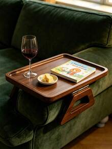 1 Buah Baki Sandaran Tangan Sofa Kayu Lipat, Meja Samping Sofa Jepit, Tempat Cangkir Snack Anti-Selip Portabel untuk Kopi, Buku, Ponsel & Remote, Baki Samping Multifungsi untuk Membaca dan Bersantai di Rumah - Nampan sofa - View 9