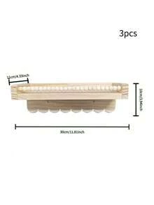 1/2/3/4pcs Scalloped Beaded Wooden Floating Wall Shelf With Hooks, Cute Nursery Display Organizer Rack For Baby Books Clothes Decor - Multicolor - View 22