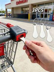 6pcs Stainless Steel Supermarket Shopping Cart Tokens Keychain, Anti-Loss Design, Simple Practical & Fun, Available In 3pcs/1pc Set, Suitable For Supermarket, Outdoor Activities, Car Keys - Multicolor - View 1
