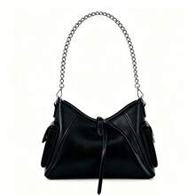 JRESSIAL Women's Y2K Chain Strap Underarm Shoulder Bag, Multi‑Pocket Faux Leather Hobo Bag With Decor Tag, Casual Daily Shoulder Handbag - Black - View 6
