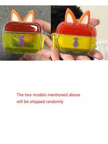 Color Block Women Police Rabbit Tie Fox Headphone Case Compatible With AirPods 4/3/2/1 Protective Cover 2nd Generation Apple Bluetooth Earphone Case Pro 1/2/3 - Fox - View 6