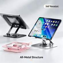 360° Rotating Full Metal Tablet Stand, Dual-Axis Height And Angle Adjustable Folding Phone Holder, Anti-Shake Stable Desktop Support, Suitable For Smartphones And Tablets, Applicable For Office, Home And Gaming And Other Multiple Scenarios - Multiple Styles - View 2