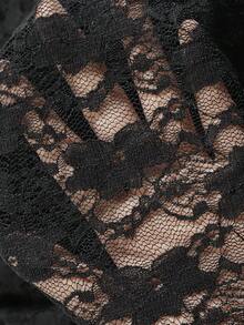Atasan Wanita Lengan Panjang Motif Bunga Hitam untuk Musim Panas dan Gugur, Atasan Ruffle Leher Tinggi Tipis untuk Pesta Halloween dan Aktivitas Sehari-hari. - Hitam - View 6