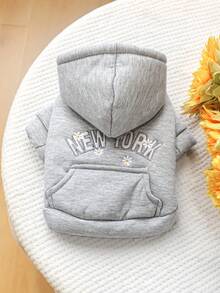 1PC Pet Clothes Dog Cat Apparel Clothing Bichon Teddy Small Dog Puppy Happy Little Dog Little Cat Casual Fashion Cute Pretty Comfortable Floral New York Thickened Sweatshirt - Multicolor - View 3