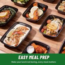 100pcs, 26oz Leak-Proof Food Containers With Lids (50 Boxes And 50 Lids) - Microwave , Reusable Black Sealed Bento Boxes, Stackable Plastic Lunch Boxes With Lids, Suitable For Restaurants, Schools, Camping, Healthy - Multicolor - View 3