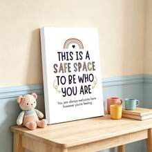 1pc Space Mental Health Canvas Poster, Counseling Sign, School Counselor Office Decor, Classroom Decor, School Psychologist, Therapist Office, Wall Art, Unframed, Birthday Graduation Gift - Multicolor - View 1