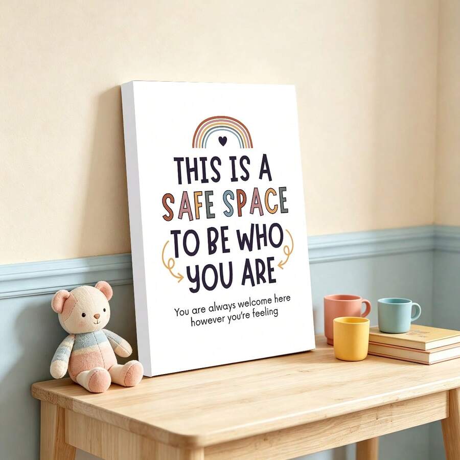 1pc Space Mental Health Canvas Poster, Counseling Sign, School Counselor Office Decor, Classroom Decor, School Psychologist, Therapist Office, Wall Art, Unframed, Birthday Graduation Gift - Multicolor - View 1