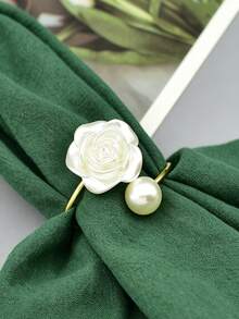 1/6/12/20pcs Exquisite Table Decor Wedding Pearl Rose Napkin Rings - Multicolor - View 5