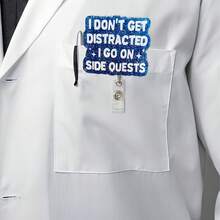 1pc "I Won't Get Distracted, I'm Going To Do Side Quests" Badge Scroll, Quirky ID Holder, Cute Gift For Healthcare Workers, Humorous And Satirical Retractable Lanyard. - Multicolor - View 5