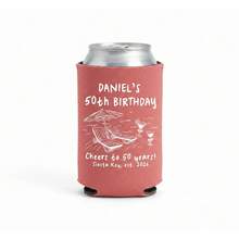 1pc Personalized Birthday Can Cooler, Custom Text Can Sleeve, Beach Party Drink Holder, Milestone Birthday Favor. - Multicolor - View 15