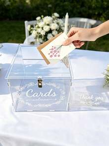 Elegant Acrylic Wedding Card Box With Lock - Transparent Guest Book Box, Suitable For Graduation, Birthday Party And Gift Storage Box - Multicolor - View 8