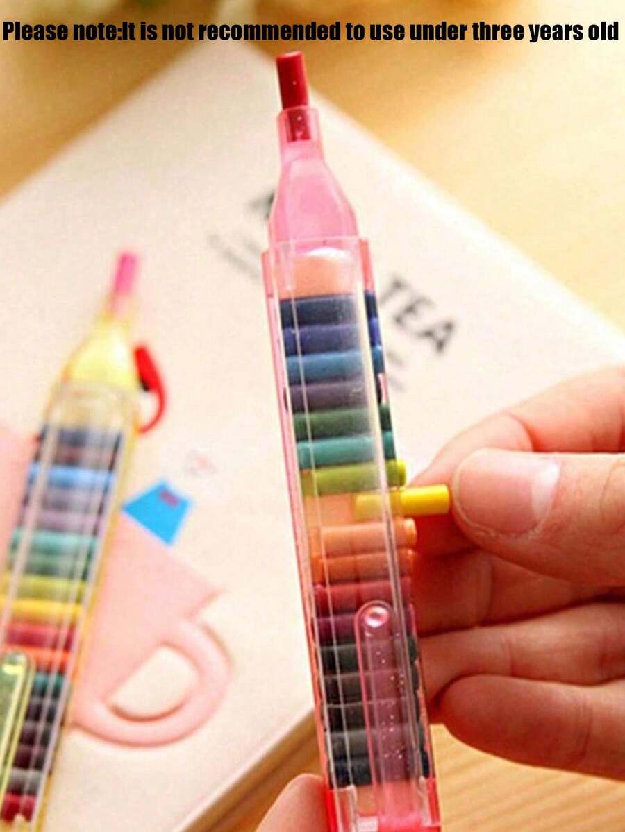 20 Interchangeable Oil Pastels, Vibrant Colors, Portable & Washable, Suitable For School, Art Sketching And Creative Projects. Portable Drawing Tool | Crayon | Plastic Shell Handicraft Stationery Learning Supplies Office Supplies - 20 Interchangeable Oil Pastels - View 1