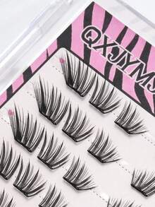 60pcs Glue-Free Upward Slanted Cluster False Eyelashes, Black Tapered Tips With Flicked Tail Design, Create Cat Eye Makeup Look, Self-Adhesive Easy To Wear, Suitable For Cosplay, Photography And Bold Glam Makeup - C - View 5