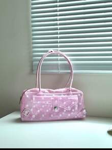 Bolso de hombro de gran capacidad con diseño de lunares de gelatina estilo Kiiikiii, diseño de nicho coreano, verano 2026, gran para ir al trabajo, salidas y compras diarias - Rosa - Ver 2