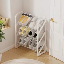1pc No-Assembly Multi-Layer Shoe Rack, Simple Entryway Storage Shelf, Dust-Proof Organizer For Dorm, Slanted Slot Design, Space-Saving Narrow Rack For Home Entrance And Small Apartments - View 4