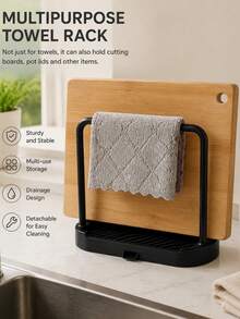 2pcs Kitchen Sink Organizer Rack, Draining Tray, Sponge And Dishcloth Holder, Countertop Cleaning Brush And Scouring Pad Storage Solution, Space-Saving Multifunctional Sink Storage Basket, Black - Multicolor - View 6