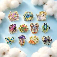 Cartoon Marine Life Series Lapel Pins For Backpack Soft Enamel Pin Women Brooches For Clothes Men Badges Jewelry Accessories - Gold - View 5
