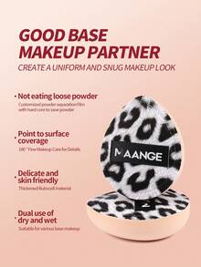 MAANGE 5/10pcs Black & White Leopard Print Professional Makeup Sponges, Dual-Use Dry & Wet, Soft Skin-Friendly Sponge, Suitable For Daily Makeup Use, Essential Travel Makeup Tool, Gift For Girls - Multicolor - View 10