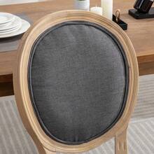 French Style Solid Wood Frame Antique Painting Linen Fabric Back Dining Chair, Set Of 2,Dark Gray,DE1845DG - 灰色 - 查看 8