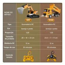 2-In-1 RC Remote Control Excavator Toy Construction Vehicle Yellow - Yellow - View 7