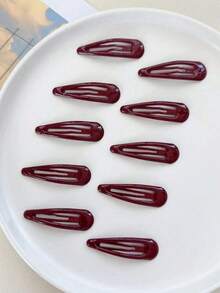 12pcs Water Drop BB Hair Clips, Suitable For Styling And Fixing Hair, Daily Use Or Party And Ball Hairstyles - Burgundy - View 4