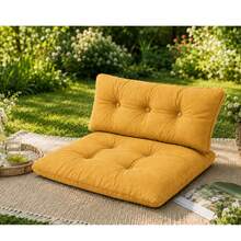 Almohada de piso extra grande con soporte para la espalda - Asiento versátil para interiores y exteriores - Tacto suave - Amarillo - Ver 4